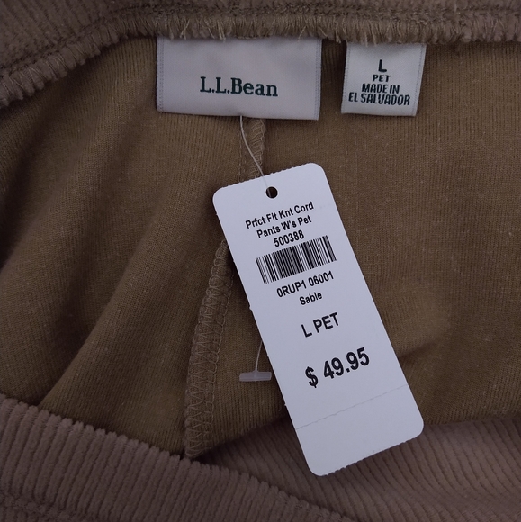 NWT LLBean Perfect Fit Knit Cords Straight Leg, Large Petite - Soft Khaki - Picture 5 of 8